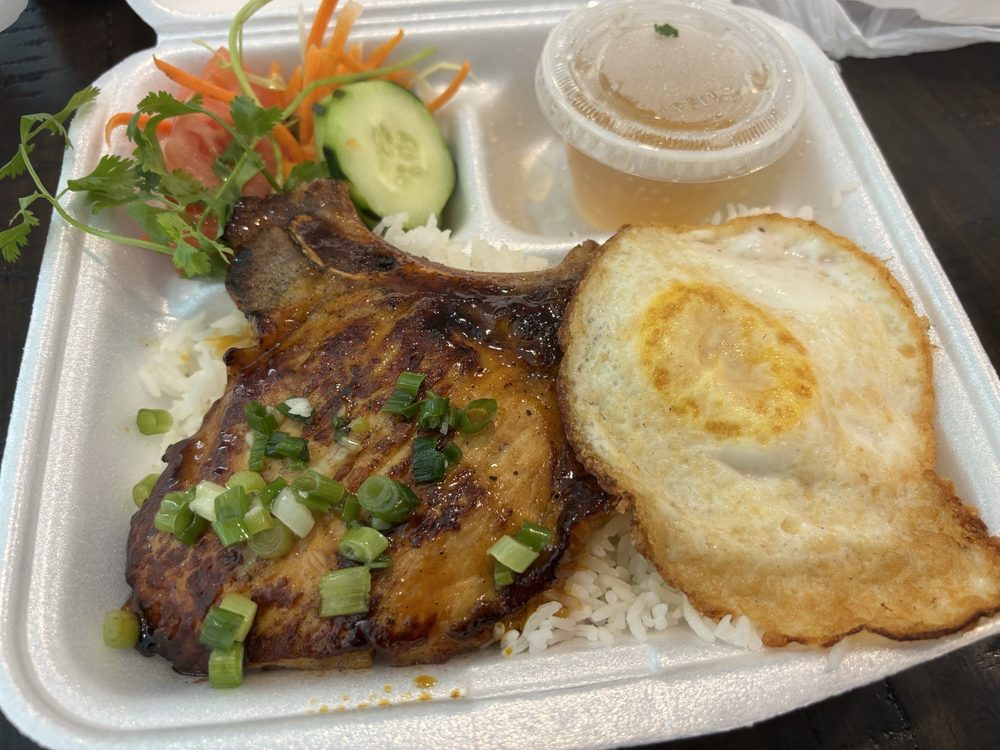 Grilled Pork Chop with Egg