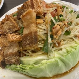 Papaya Salad with Crispy Pork /