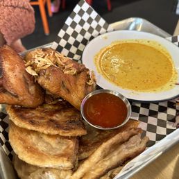 Yellow Curry, Roti, Fried Chicken