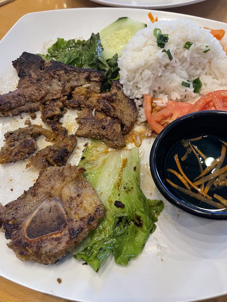 Grilled Lemongrass Pork Chops Rice Plate