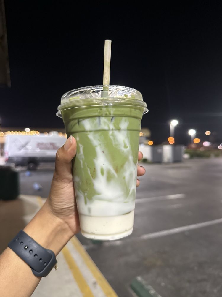 Red Guava Mochi Matcha Latte