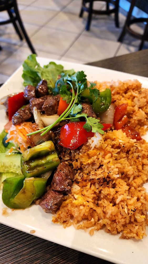 French Style Beef Filet Mignon on Tomato Fried Rice