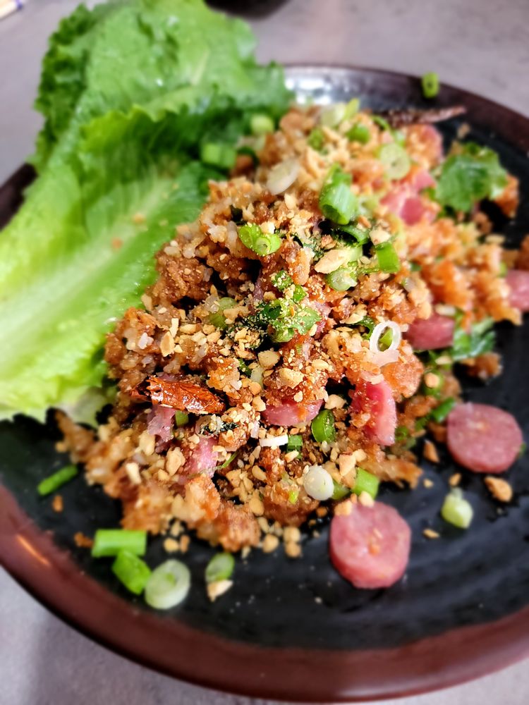 Cured Sour Pork Crispy Naam Lettuce Wrap