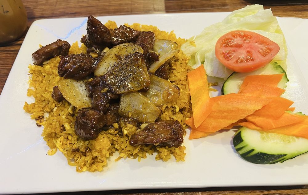 Egg Fried Rice with Vietnamese Shaking Beef