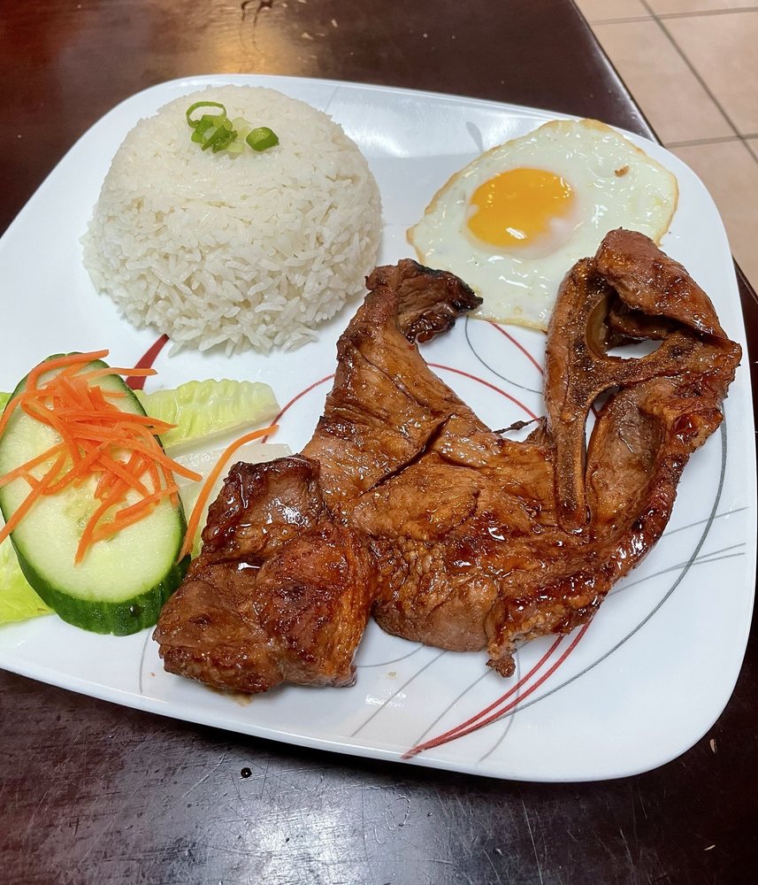 Grill Pork Chop Steak with Rice