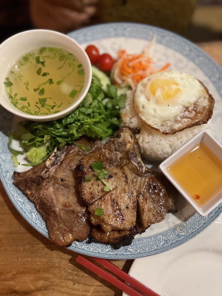Grilled Lemongrass Pork Chop Rice Plate