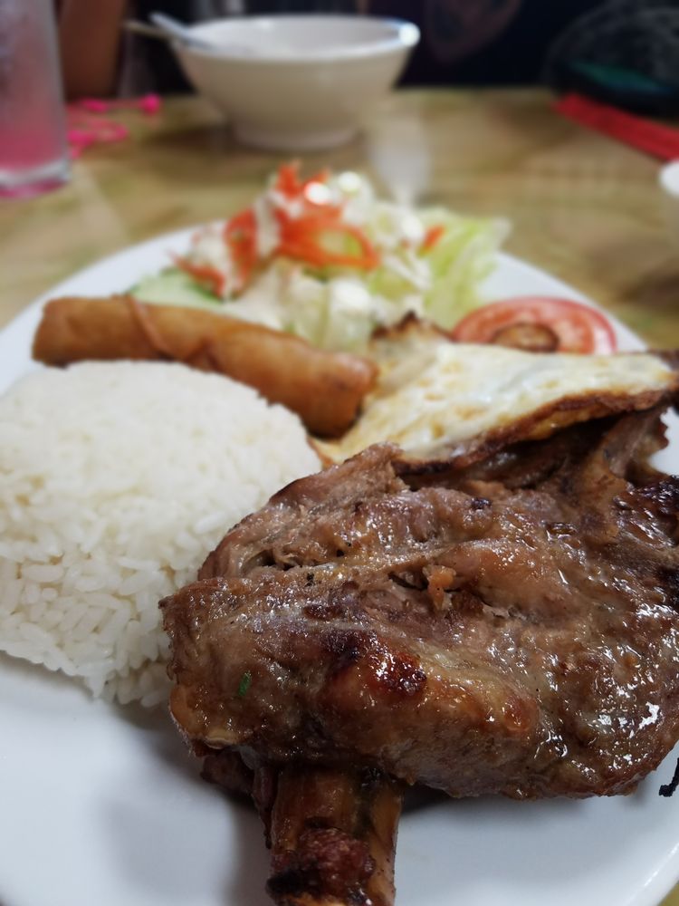 Grilled Pork Chops and Fried Egg