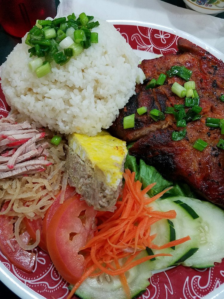 Com Tam Suon- Broken Rice Platter with Grilled Pork Chop
