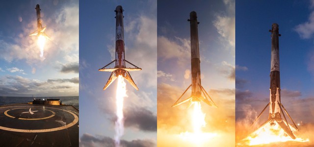 Tên lửa Falcon 9 của SpaceX hạ cánh thành công – biểu tượng cho sự thống trị của công ty trong ngành tên lửa tái sử dụng.