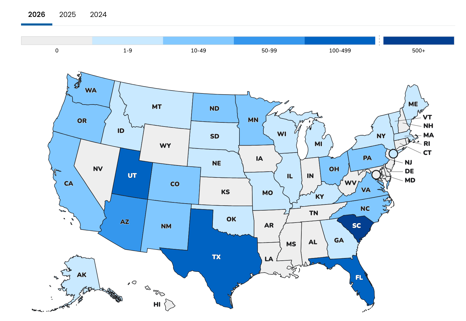 Bản đồ chi tiết các ổ dịch sởi năm 2026 tại Texas, Utah và các bang lân cận.