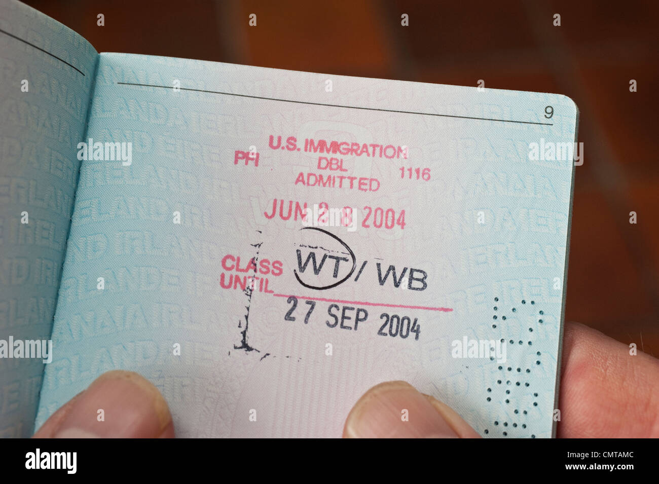 Dấu nhập cảnh Mỹ trên hộ chiếu. Nguồn: Alamy