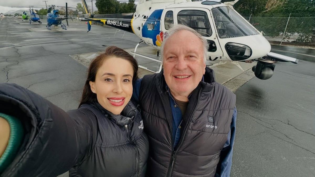 Eliana Moreno và George Marciniw cùng trực thăng NBCLA. Nguồn: Fox News