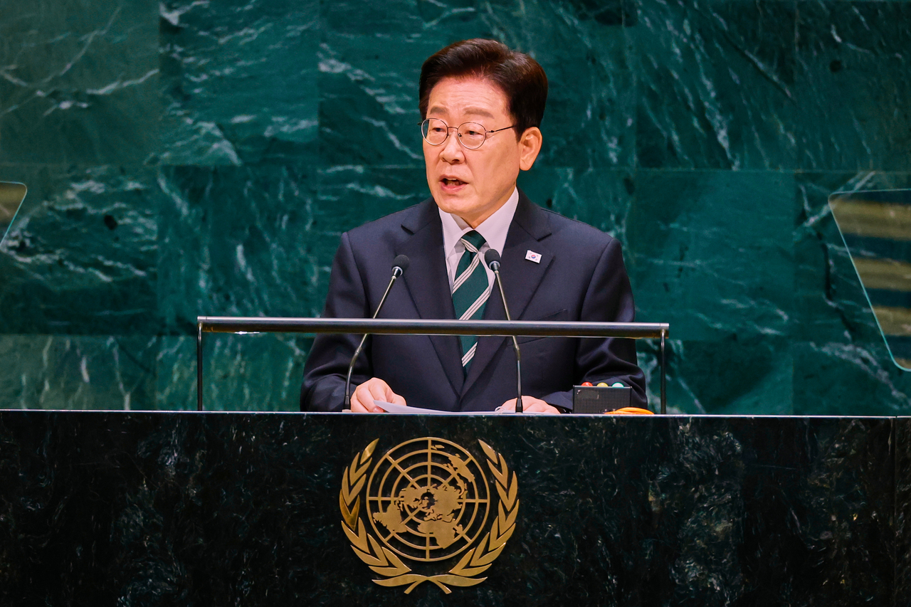 Lee Jae Myung tại Đại hội đồng LHQ. Nguồn: The Korea Herald / Yonhap