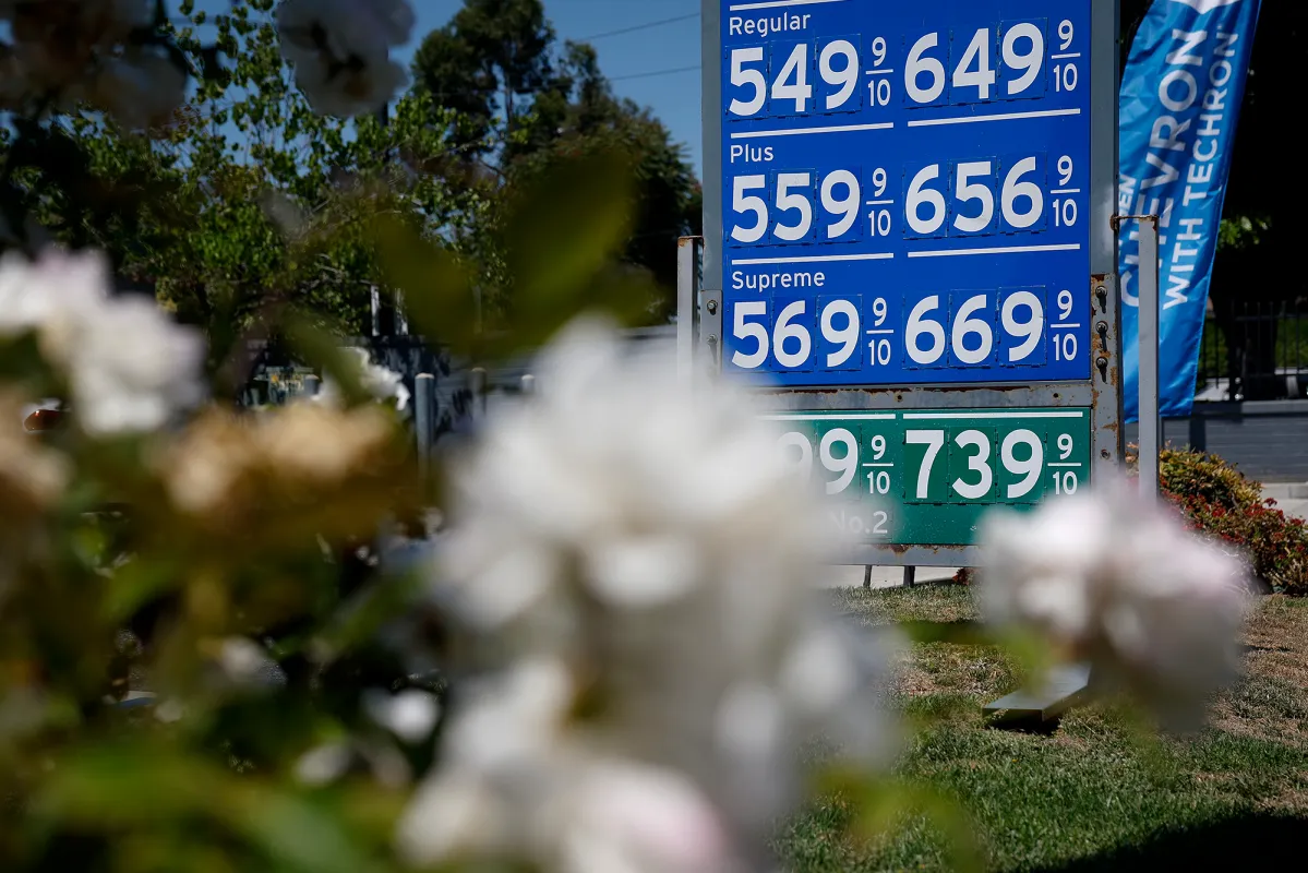 Bảng giá xăng California, tháng 7/2026. Nguồn: CalMatters